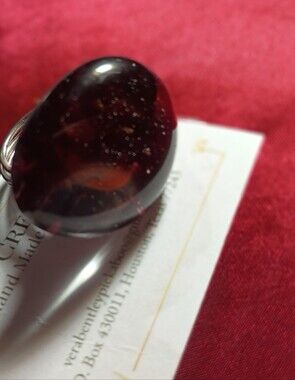 Polished Deep Burgundy Glass Dome Ring - Women's Jewelry